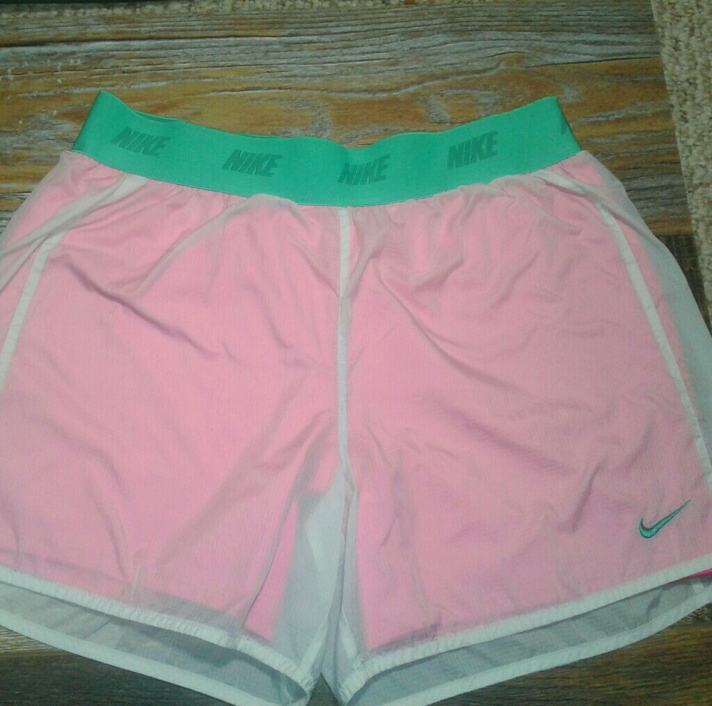 Nike white wind shorts  built in pink short tights